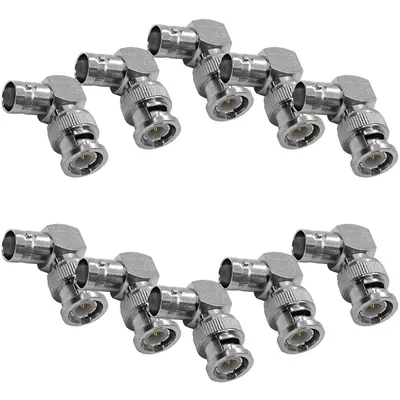 Right Angle BNC Male to BNC Female Video Cable Adapters - 90 Degree