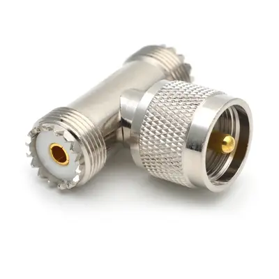 UHF 3 Way Splitter Adapter Socket Type T UHF Male to 2 Dual UHF Female PL259 - Image 3