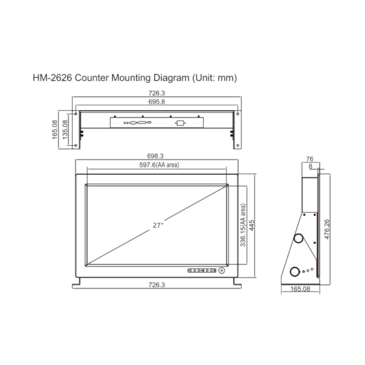 XINUO, HM-2626 27 inch Marine LCD Monitor - Image 2