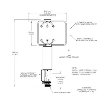 Young, 81000 3D Ultrasonic Anemometer – Voltage and Serial Output