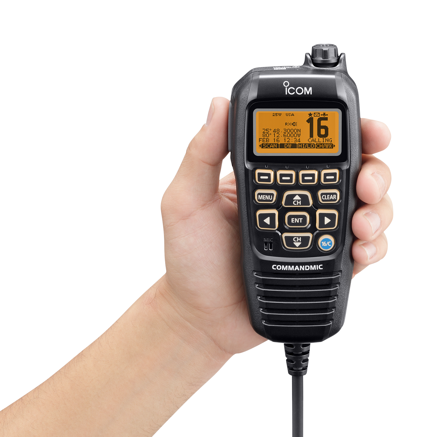 Icom, HM-195B CommandMic Remote Control Handset with Amber Backlit LCD (Black Finish) - Image 4