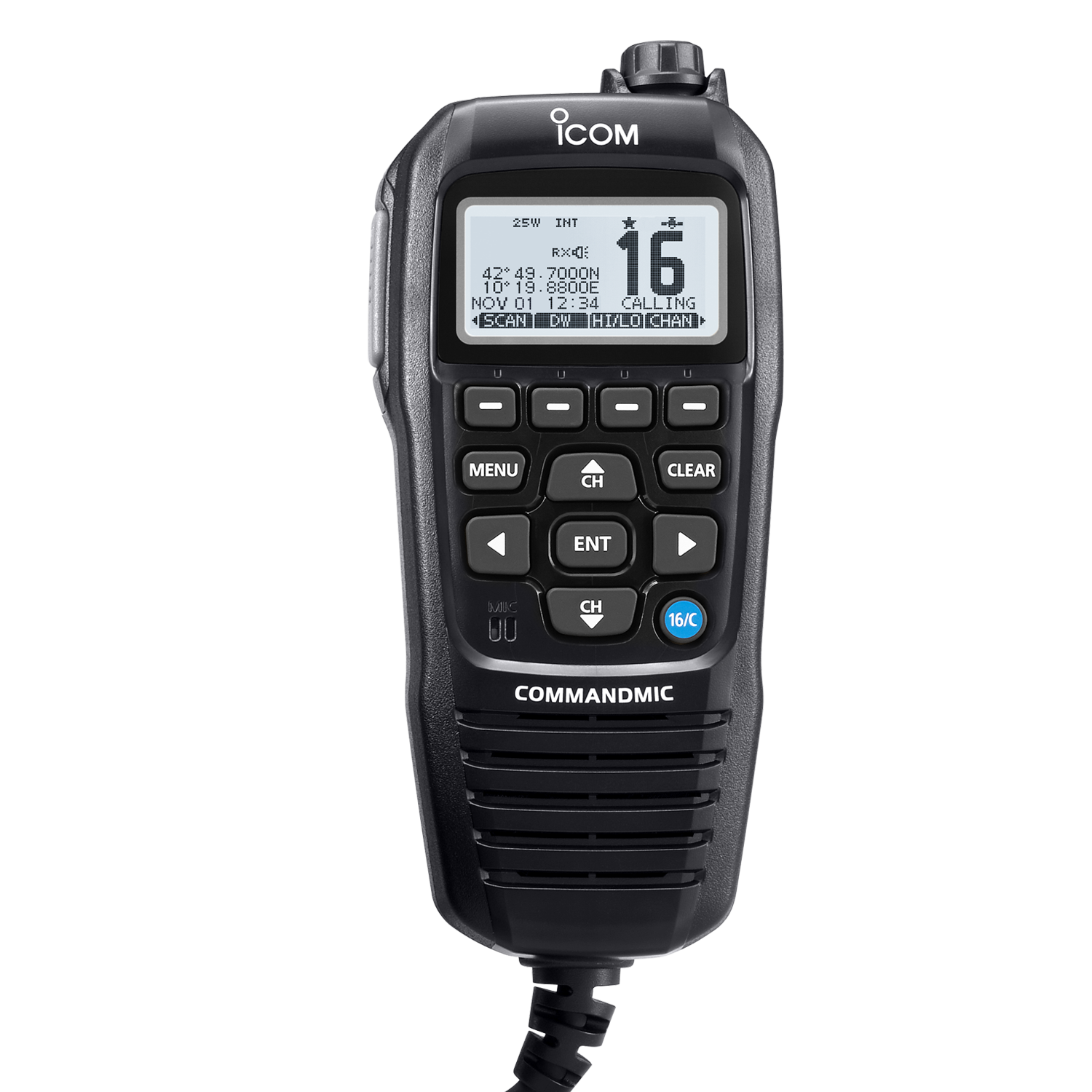 Icom, HM-195GB CommandMic Remote Control Handset with Backlit LCD
