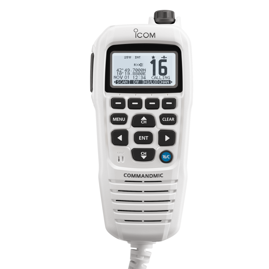 Icom, HM-195GW CommandMic Remote Control Handset with Backlit LCD (White Finish)