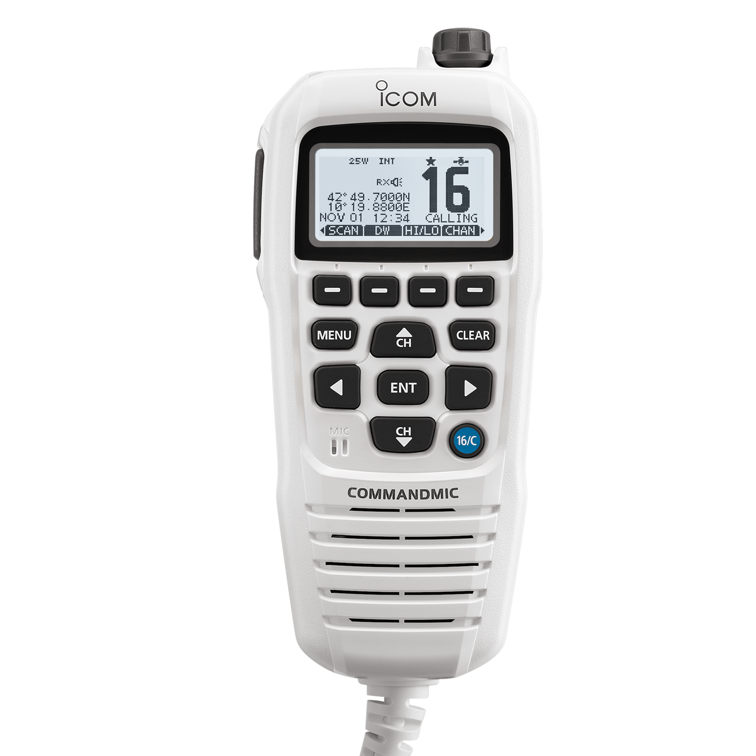 Icom, HM-195GW CommandMic Remote Control Handset with Backlit LCD (White Finish)