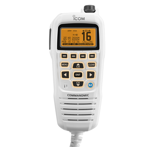 Icom, HM-195SW CommandMic Remote Control Handset with Backlit LCD (Super White Finish) - Image 2