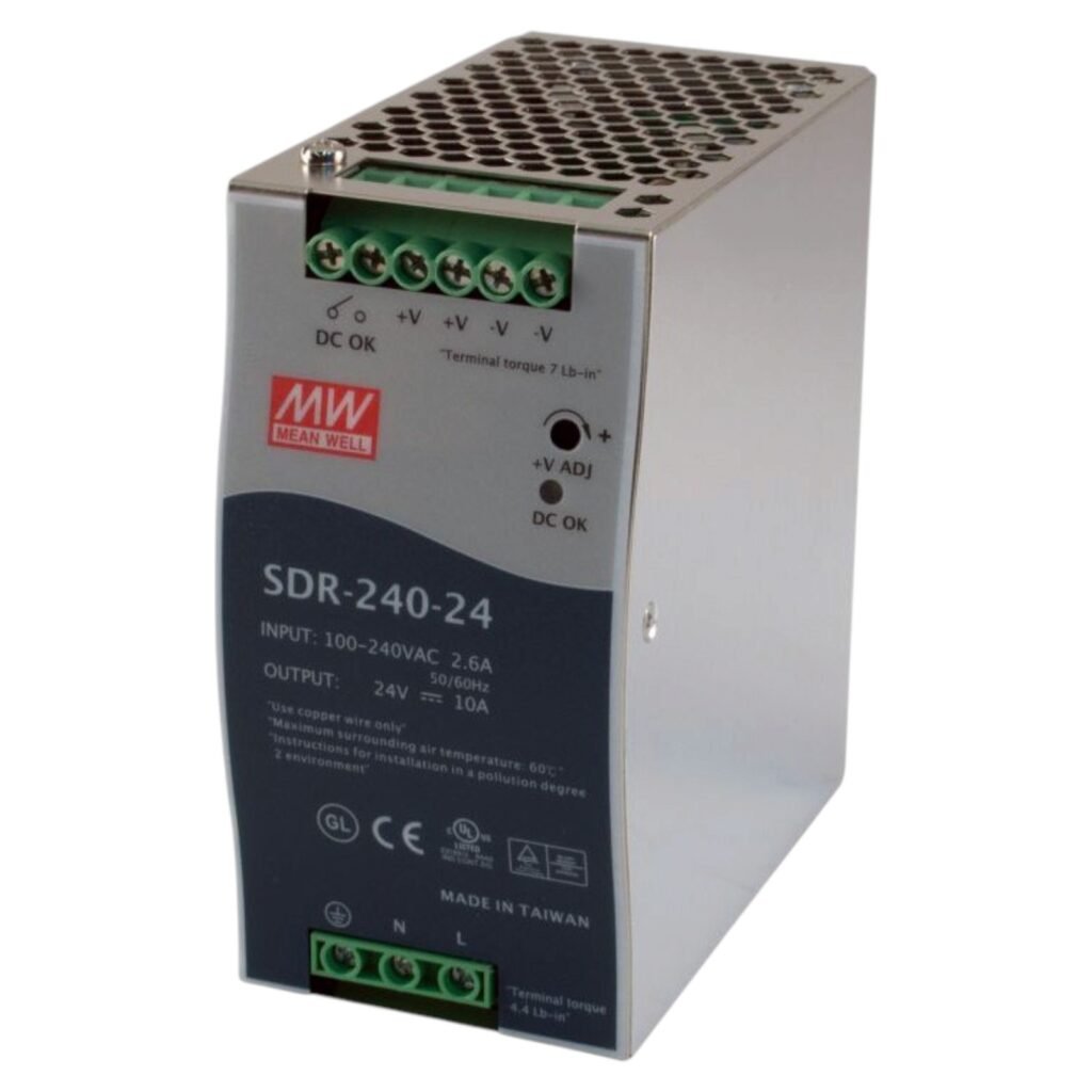 Mean Well, HT SDR-240-24 240W 24V High-Efficiency DIN-Rail Industrial Marine Power Supply